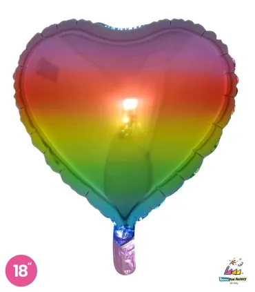 Mylar Rainbow Heart 18" 1pc