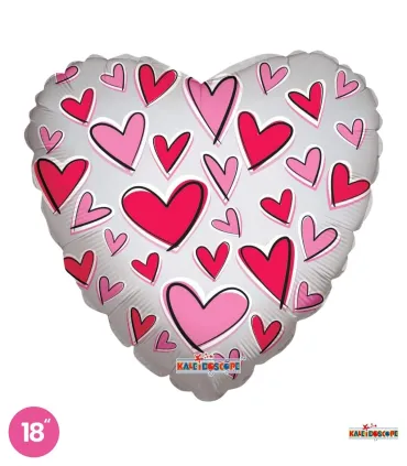 Mylar Colored Hearts Clear View Heart 18" 1pc