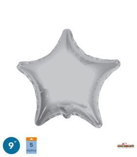 Mylar Star Silver 9" pack 5pcs