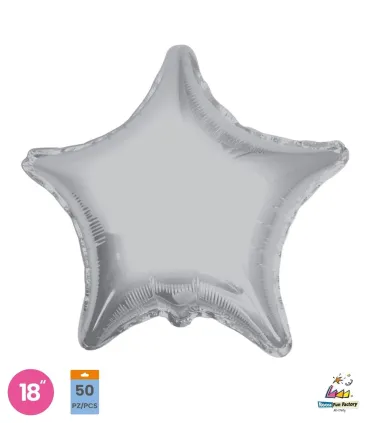 Mylar Star Silver 18" pack 50pcs