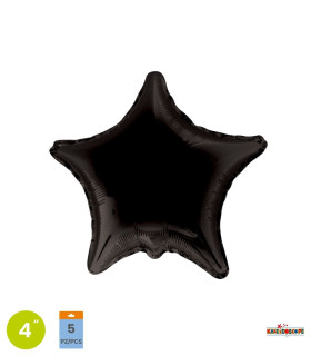 Mylar Black Star 4" pack 5pcs