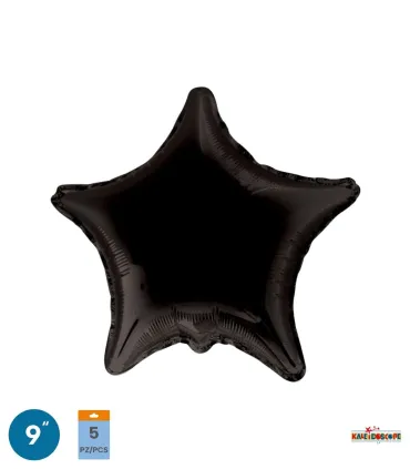 Mylar Black Star 9" pack 5pcs