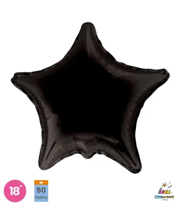Mylar Star Black 18" pack 50pcs