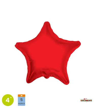 Mylar Red Star 4" pack 5pcs