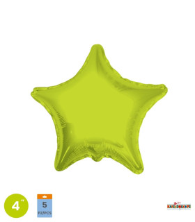 Mylar Star Lime Green 4" pack 5pcs