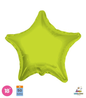 Mylar Star Lime Green 18" pack 50pcs