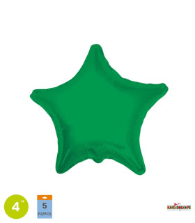Mylar Star Emerald Green 4" pack 5pcs