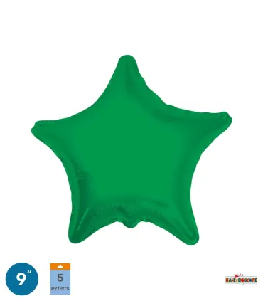 Mylar Emerald Green Star 9" pack 5pcs