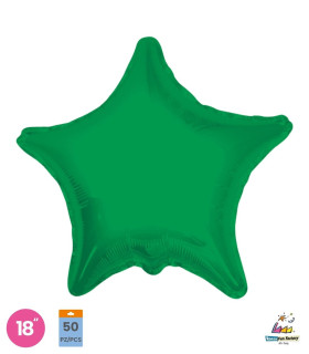 Mylar Green Star 18" pack 50pcs