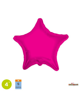 Mylar Star Fuchsia 4" pack 5pcs