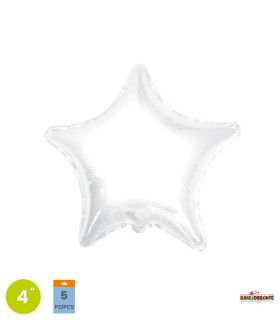 Mylar Star White 4" pack 5pcs