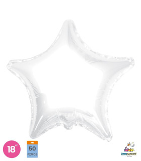 Mylar Star White 18" pack 50pcs
