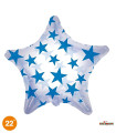 Mylar Star with Blue Stars Clear View 22" 1pc