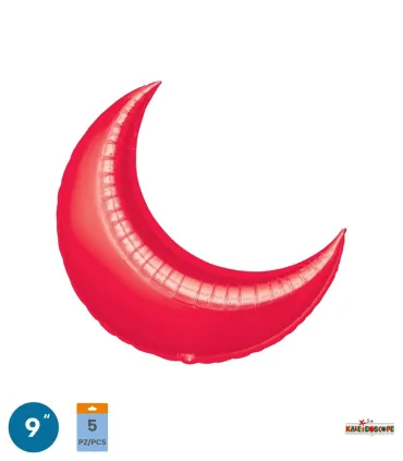 Mylar Moon Red 9" pack 5pcs