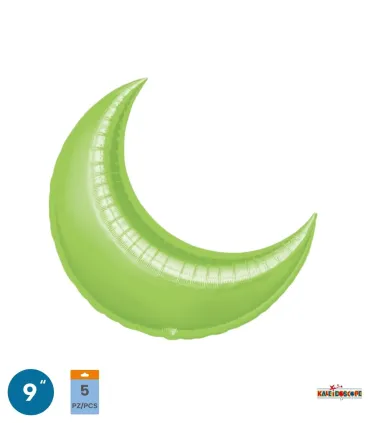 Mylar Moon Lime Green 9" pack 5pcs
