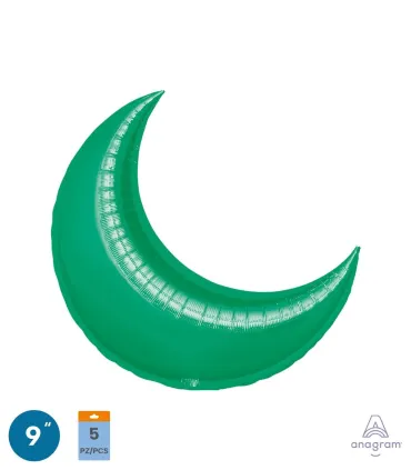 Mylar Moon Verde 9" pack 5pcs