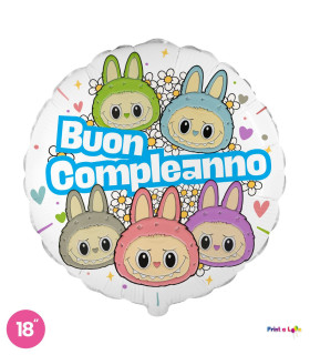 Mylar Angry Bunny Happy Birthday Light Blue Round 18" 1pc