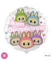 Mylar Angry Bunny Happy Birthday Pink Round 18" 1pc