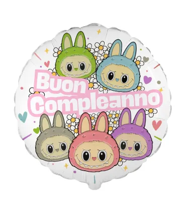 Mylar Angry Bunny Happy Birthday Pink Round 18" 1pc