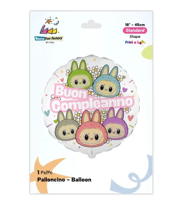 Mylar Angry Bunny Happy Birthday Pink Round 18" 1pc
