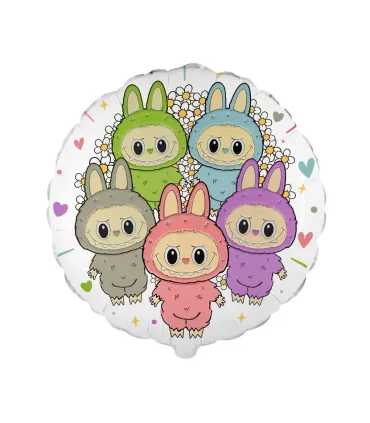 Mylar Angry Bunny Family Round MiniShape 9" cf. 5pcs