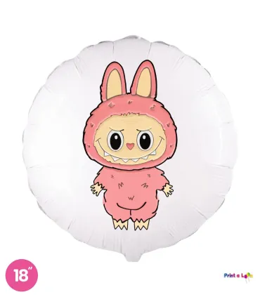 Mylar Angry Bunny Pink Round 18" 1pc
