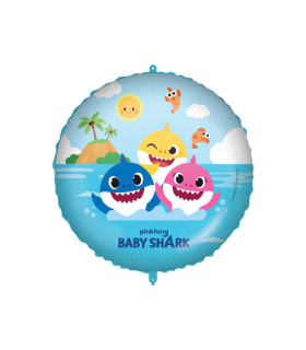 Mylar Baby Shark and Family Weight Round Ribbon 18" 1pc