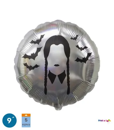Mylar Bad Girl Silver Round MiniShape 9" cf. 5pcs