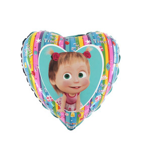 Mylar Masha & Rainbow Bear Heart 18" 1pc
