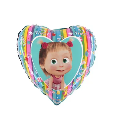 Mylar Masha & Rainbow Bear Heart 18" 1pc