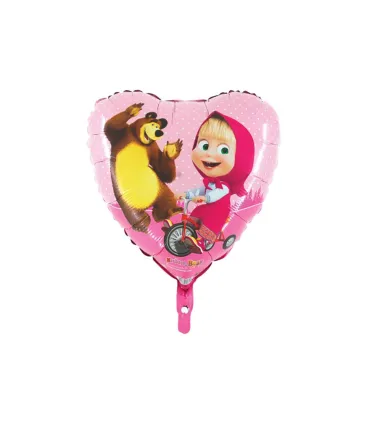 Mylar Masha and Bear Heart 18" 1pc