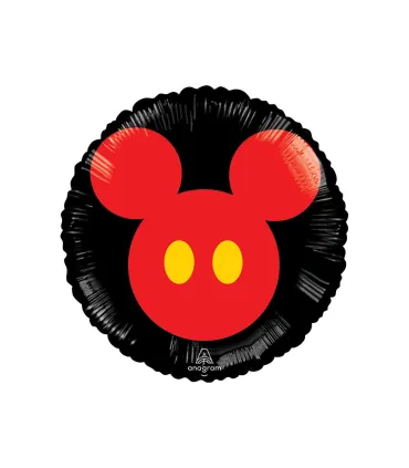 Mylar Mickey Mouse Red Black Round 18" 1pc