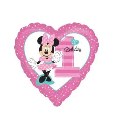 Mylar Minnie 1 Birthday Heart 18" 1pc