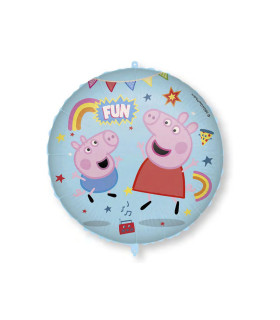Mylar Peppa Pig and George Weight Round Ribbon 18" 1pc