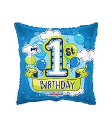 Mylar 1st Birthday Boy Square 18" 1pc