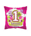 Mylar 1st Birthday Girl Square 18" 1pc