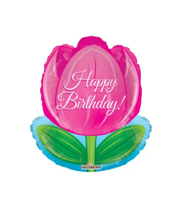 Mylar Happy Birthday Tulip h18" 1pc