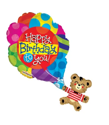 Mylar Happy Birthday to You SuperShape Teddy Bear h36" 1pc