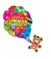 Mylar Happy Birthday to You SuperShape Teddy Bear h36" 1pc