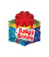 Mylar Happy Birthday Red Bow Gift Pack h18" 1pc