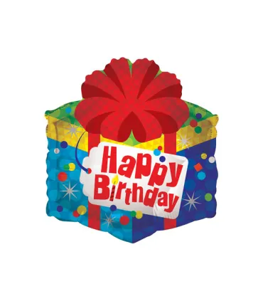 Mylar Happy Birthday Red Bow Gift Pack h18" 1pc