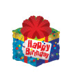 Mylar Happy Birthday Red Bow Gift Pack h18" 1pc