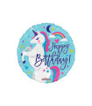 Mylar Happy Birthday Unicorn Round 18" 1pc