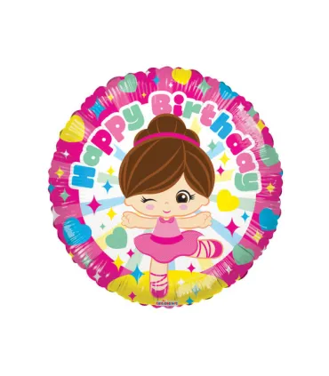 Mylar Happy Birthday Ballerina Round 18" 1pc