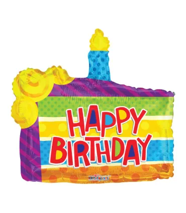 Mylar Happy Birthday SuperShape Cake Slice w36" 1pc