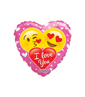 Mylar I Love You Emoticons Heart 18" 1pc
