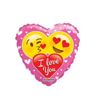 Mylar I Love You Emoticons Heart 18" 1pc