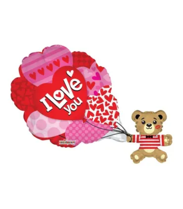 Mylar I Love You Bear with SuperShape Balloons w36" 1pc