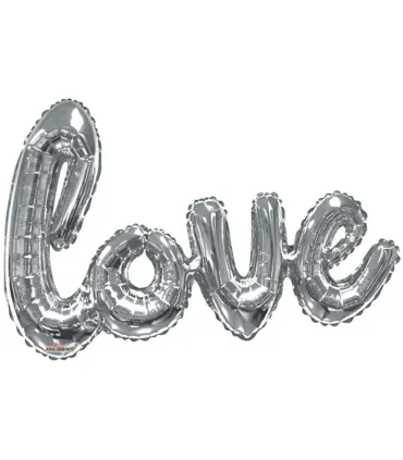 Mylar Love Silver Cursive Writing h84" 1pc