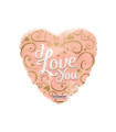 Mylar I Love You Pink Gold Heart 18" 1pc